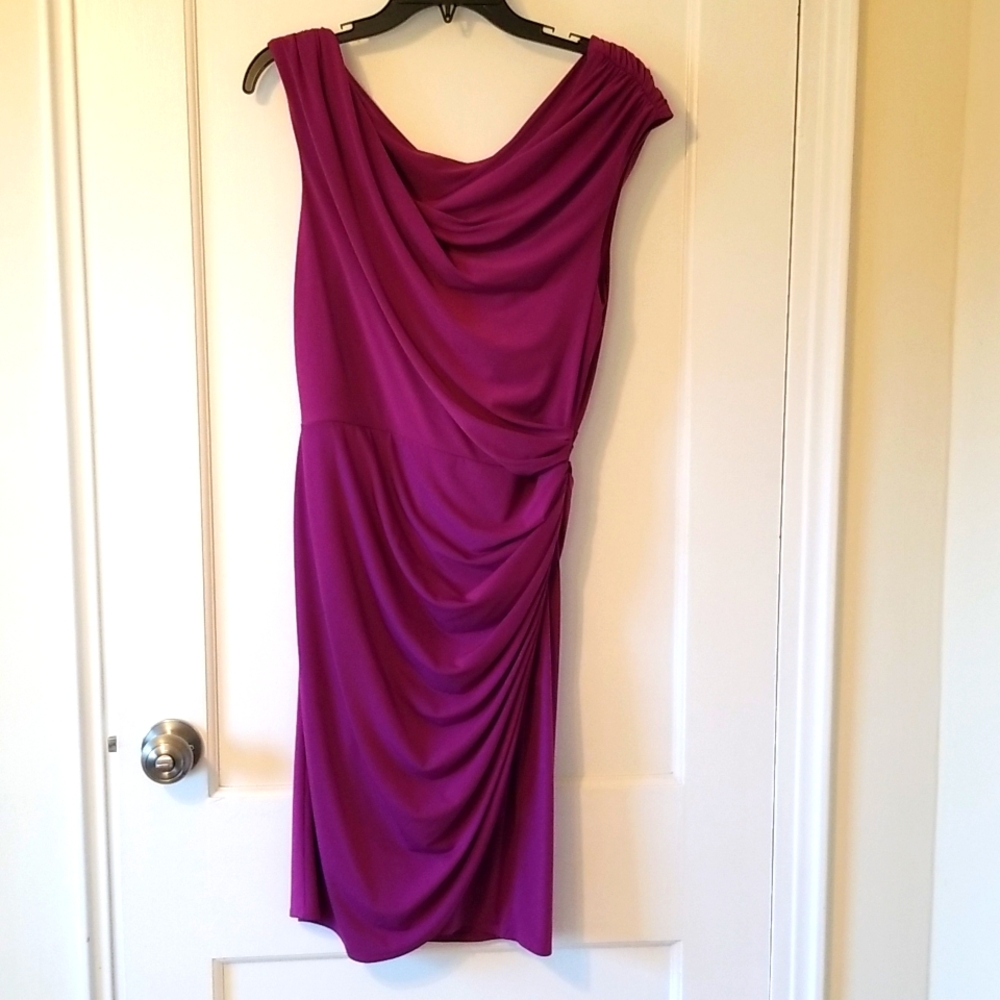 Maggy London asymmetrical draped cocktail dress